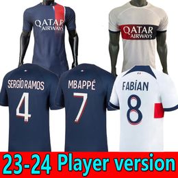 2023 2024 PSGs MBAPPE soccer jerseys O. DEMBELE HAKIMI home away PLAYER 23 24 Stadium Maillots de football shirt MARQUINHOS VERRATTI ICARDI uniform kids kit sets