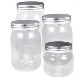 Storage Bottles 4 Pcs Glass Container Lid Vial Honey Jars Jam Containers Small Mason Dispensers Kitchen