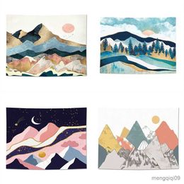 Tapestries Wall Hanging Home Decoration Wall Decoration Simple Hand-painted Colourful Mountain Landscape Dormitory Room Tapestry Decoration R230713