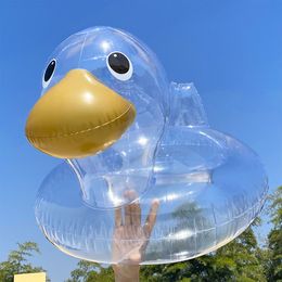 Sand Play Water Fun Cute Transparent Duck Baby Swimming Ring Inflatable Kids Bath Swimming Circle Floating Baby Seat For Water Party Beach Pool Toys 230712