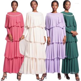 Ethnic Clothing Abaya Elegant Muslim Ladies Multi Layer Dress Robe Kaftan Dubai Islamic Arab Maxi Fashion Women Chiffon Long Ramadan Eid