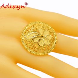 Wedding Rings Adixyn Round Wide Ring for Women/Teenage Girls Gold Colour Engagement Jewellery India/African/Ethiopian/Arab Items N02272 230713