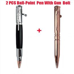 Metal Ballpoint Pen 2023 Office School Wrting Stationery Gold Silver Black Retractable Ball-point With Gun Bolt