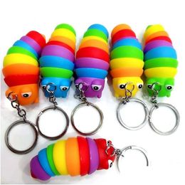Decompression Toy Party Finger Slug Snail Caterpillar Key Chain Relieve Squeeze Sensory Toys Drop Delivery Gifts Novelty Gag Dhgjr
