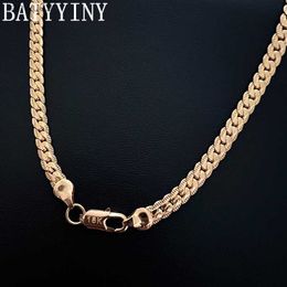 BATYYINY 925 Sterling Silver 18K GoldSilver 818202224 Inch Side Chain Necklace For Women Men Fashion Wedding Jewelry Gifts L230704