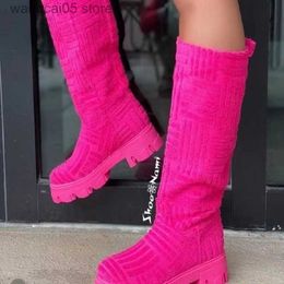 Boots Luxury Brand 2023 New Women Thick - soled Thick - heeled Warm Boots Women ' s Towel Cotton Boots Motorcycle Boots T230713