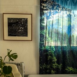 Sheer Curtains Scenery Tree Tulle Sheer Curtains for Living Room Decoration Curtains for the Room Bedroom Kitchen Voile Pervious To Light 230712