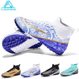 Dress Shoes High Ankle Soccer Men Ultralight Indoor Football Boots Boys NonSlip Long Spikes Trainers Sneakers Drop 230712