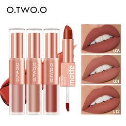 Lipstick OTWOO 12pcs Doublehead 12 Colours Lip Gloss 2 in 1 Tint Waterproof Long lasting Red Matte 230712