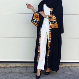 Muslim Abaya Print Dress Cardigan Long Robe Gowns Kimono Jubah Ramadan Middle East Thobe Worship Service Islamic Prayer Clothing325P