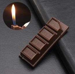 Latest Chocolate Shape Butane Gas Lighter Plastic Inflatable No Gas Cigar Flame Fire Lighters Smoking Tool Accessories