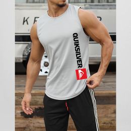 Mens Tank Tops 남자 체육관 단일 줄 근육 근육 스트링거 속옷 피트니스 스포츠 민소매 셔츠 브랜드 인쇄 운동 조끼 수컷 옷