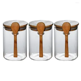 Storage Bottles 3 Pcs Airtight Tank Glass Flour Containers Multifunctional Jar Dried Fruit Kitchen Coffee Beans Bottle Can