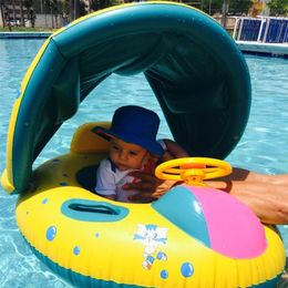 Sand Play Water Fun Inflatable Floating Ring Swimming Pool Beach Accessories Safe Baby Float Foldable Children's Pool Sunscreen Swim Ring 230712