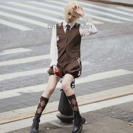 Theme Costume Cute Detective Lolita role-playing come shirt tie vest full body shorts Halloween party carnival role-playing come men and women Z2307123