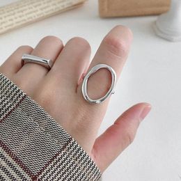 INS Style Hollow Metal Geometric Open Ring for Women Men Silver Colour Irregular Adjustable Punk Jewellery Knuckle Friendship Gift