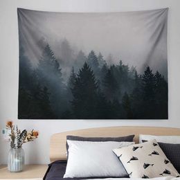 Tapestries Nordic Natural Scenery Sun Forest Mountain Tapestry Flower Plant Aesthetic Room Decoration Wall Hanging Cloth