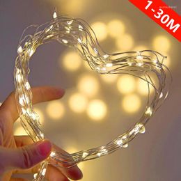 Strings 30M LED Copper Wire String Lights Battery Powered Garland Fairy Lighting For Holiday Christmas Wedding Party Decoration