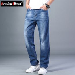 Mens Jeans 6 Colors Spring Summer Thin Straightleg Loose Classic Style Advanced Stretch Baggy Pants Male Plus Size 40 42 44 230713