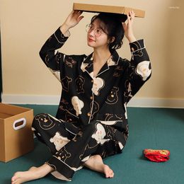 Women's Sleepwear 2023 Winter Fashion Simple Floral Pyjama Set 2 Pieces Pyjamas Women Lounge Wear Casual Home Clothes