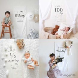 Tapestries Ins Birthday Decoration Tapestry 100DAYS Happy Birthday 1st Birthday Background Cloth Children Room Hanging Wall Decor Tapestry R230713