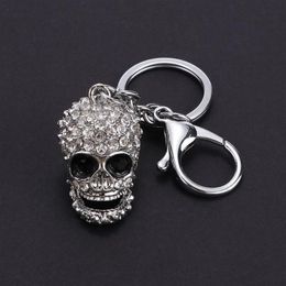 Keychains European And American Style Skull KeyChain Big Crystal Purse Bag Ornament Car Key Accessories Men Women Fashion Pendant306r