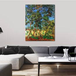 Canvas Artwork The Grounds of The Asylum Vincent Van Gogh Painting Handmade Impressionist Landscape Art for Dining Room