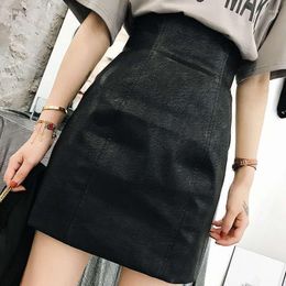 Skirts Sweet Classic Mini Leather Skirt Women High Waist Fashion Casual Faux Pencil Bodycon Ladies Streetwear T275