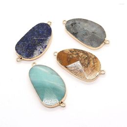 Pendant Necklaces Natural Glitter Stone Gem Pendants Irregular Facet 2 Hole Connector Charms For DIY Jewellery Necklace Picture Accessories