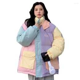 Women's Trench Coats Work Clothes Down Cotton Jackets Women's Clothing Winter 2023 Colored Short Parkas Thickened Girls Outerwear Fp664