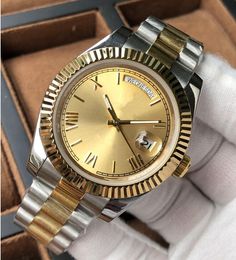 Fahsion Men's Watch Automatic Movement All Stainless Steel Watch Waterproof Roman Nail Double Calendar Watch