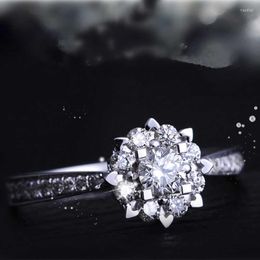 Wedding Rings Simple Snowflake Shaped 1ct Cz Ring For Women Band Engagement Jewellery Size 4-9