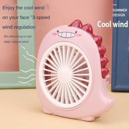 Electric Fans Cartoon Dinosaur Fan Student Pocket Outdoor Portable Desktop Mini Fan Handheld USB Charging Small Electric Fan Gift