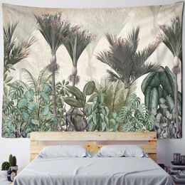 Tapestries Vintage Banana Tree Tapestry Wall Haning Hippie Oil Painting Tapiz Tropical Plants Background Cloth Boho Decor