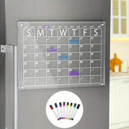 1pc Acrylic Magnetic Dry Erase Board Calendar For Fridge,fridge Calendar,15.7''x11.8''Inches Clear Dry Erase