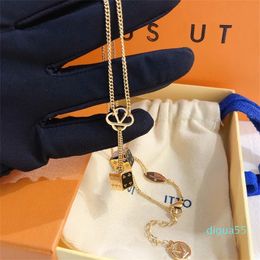 Fashion Jewellery Necklace Charming Style Women's Long Chain 18k Gold Plated Gift Couple Designer Dice Necklaces