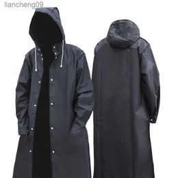 Thickened Black Adult Raincoats Eva Fabric Protective Coat Fashion Poncho with Drawstring Hood for Outdoor Climbing Fishing L230620