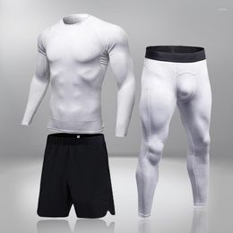 Men's Tracksuits 3 Pcs/Set Sports Suit Men Running Set Jogging Basketball Underwear Tights Sportswear Gym Fitness Tracksuit Training Clothes