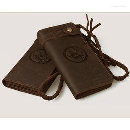 Wallets Handmade Vintage Men Genuine Leather Wallet Coin Bag Male Purse Long Money Clips