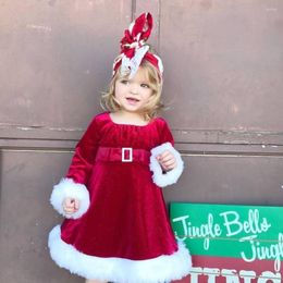 Girl Dresses Toddler Baby Girls Christmas Dress Princess Long Sleeve Round Neck Velvet Tutu