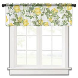 Curtain Spring Lemon Leaves Flowers White Kitchen Small Tulle Sheer Short Bedroom Living Room Home Decor Voile Drapes