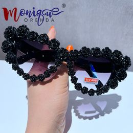 Sunglasses Vintage Sexy Cat Eyes Baroque Vintage Sunglasses For Women Black Flower Beach Sun Glasses Ladies Lunette Soleil Femme 230713