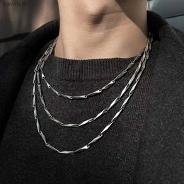 2022 New Fashion Rhombus Necklace Men Simple Punk Stainless Steel Melon Seeds Chain Necklace For Men Party Jewelry Gift L230704