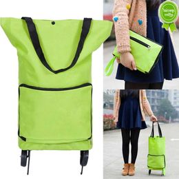 Foldable Shopping Trolley Tote Bag With Wheels Reusable Grocery Bag Food Organiser Vegetables Bag Handbag For Travel Storage Bag