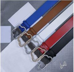 Designer belt luxury men classic pin buckle Women's belts gold and silver Paris head striped double-sided casual 5 Colours width Crystal label
