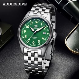 Addies Dive Pilot Watch Automatic Mechanical Diver Watch C3 Luminous men's watches divers Sapphire Crystal 200m dive watch NH35