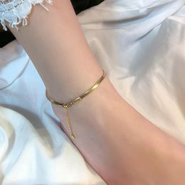 Anklets Versatile Personalised Snake Bone Anklet Women's Titanium Steel Plated 18k Gold Foot Accessories 2023