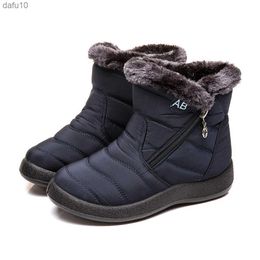 Plus Size 35-43 2023 Winter New Snow Boots Female Tube Thick Plush Waterproof Cotton Boots Side Zipper Women Boots Platform L230704