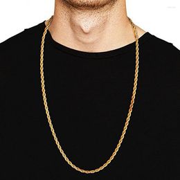 Chains 3MM Titanium Steel Silver Gold Men's Necklace Twist Chain Long Necklaces Gifts For Women Collier Jewellery Accesory High Quality