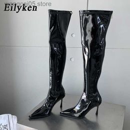 Boots Eilyken White Patent Leather Women's Over The Knee Boots Fashion Pointed Toe Zip Stiletto Thin Heels Long Thigh High Shoes T230713